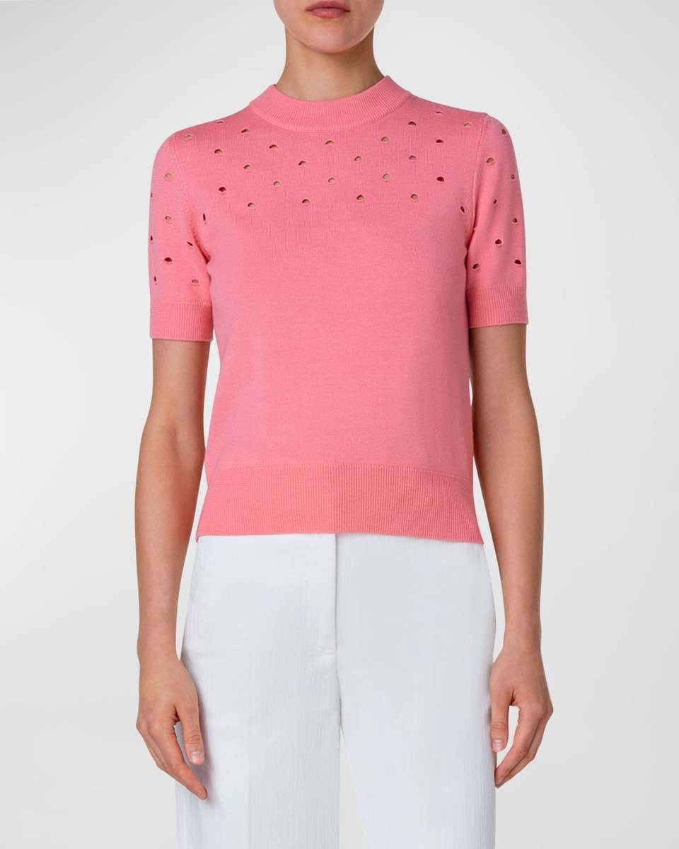 Polka Dot Ajoure Wool Sweater